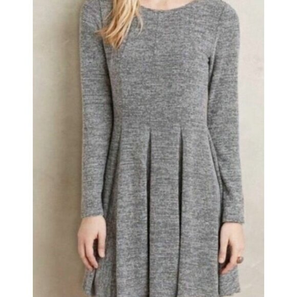 Anthropologie Dolan Piper Striped Pleated Dress Gray XS EUC - Picture 1 of 7